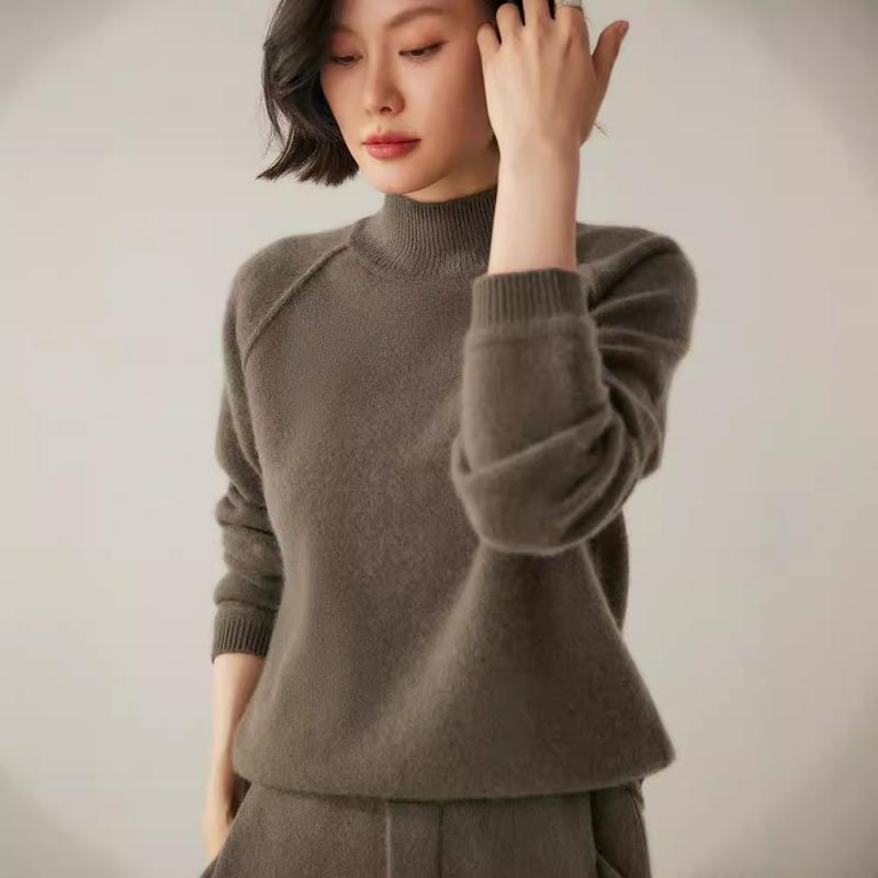 編み物 レディース 冬 朦々たる 保温 あったか ゆったり ルーズフィット 体型覆いかぶせる ラグラン捩り アウトシーム ハイネック カシミール肌ざわり 心地好い デイリー青少年