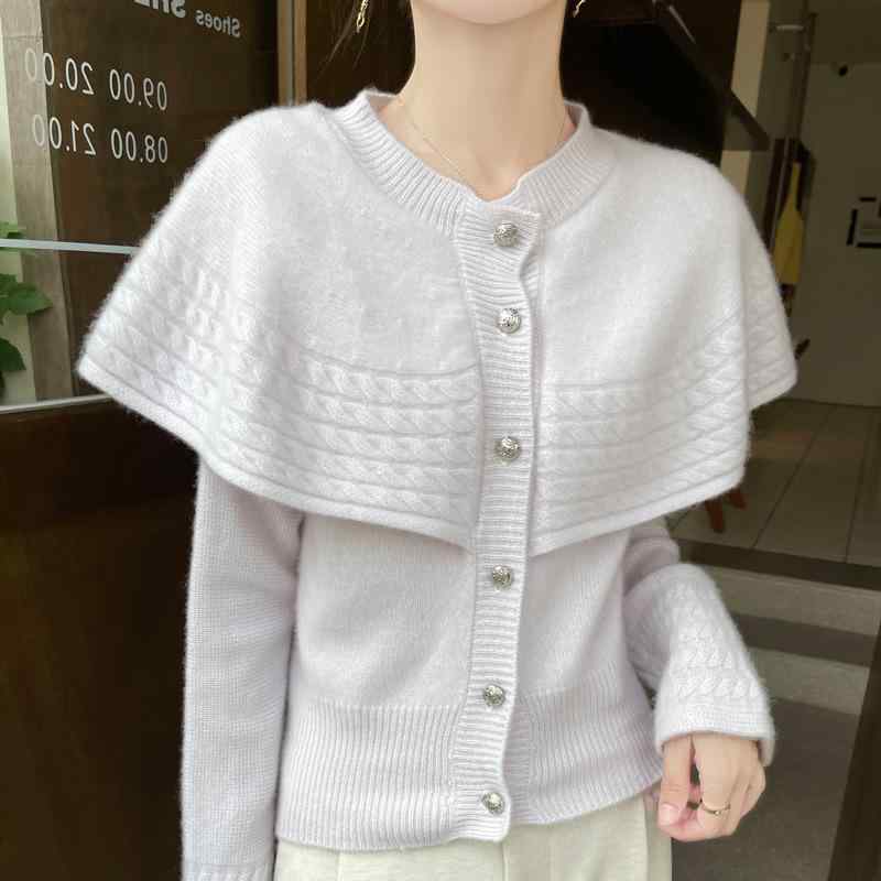 カーディガン レディース 秋冬 フレンチシック 上品 ウール ニット ビッグカラー ポロ襟 ゆったり 長袖 厚手 前開き カジュアル 羽織り 7,504円