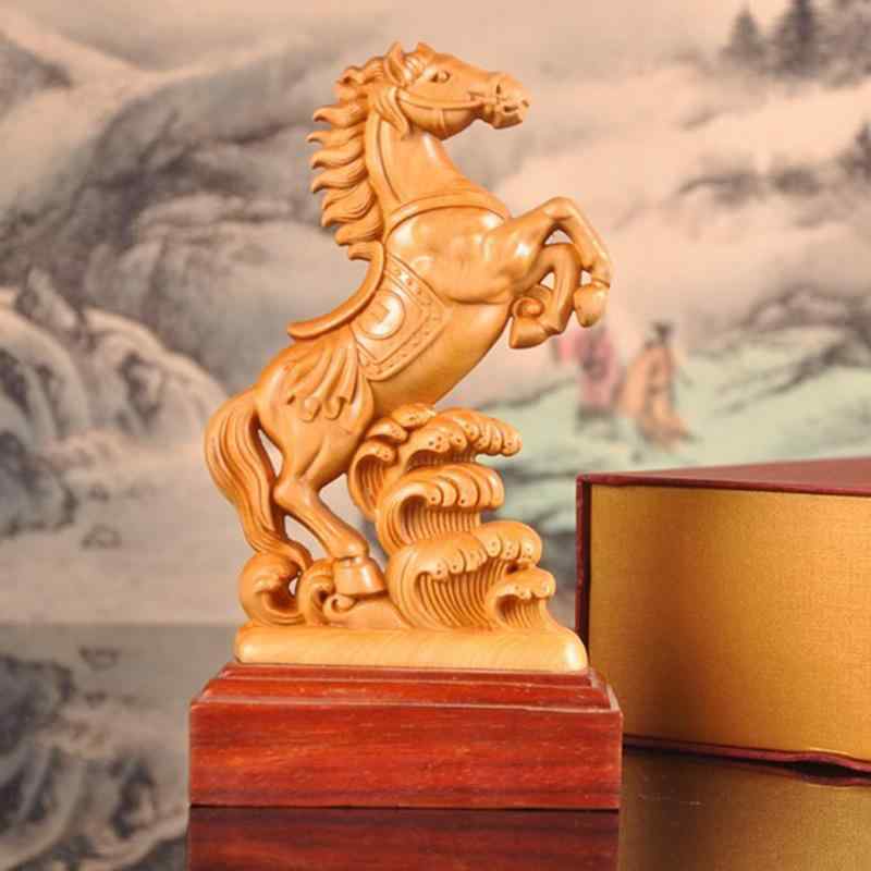 置物 崖柏 天然木 馬モチーフ 無垢材 彫刻 金運上昇 開運招福 事業発展 成功祈願 縁起物 新中式 手彫り 細密彫刻 アート オブジェ インテリア飾り 贈り物 ギフト プレゼント