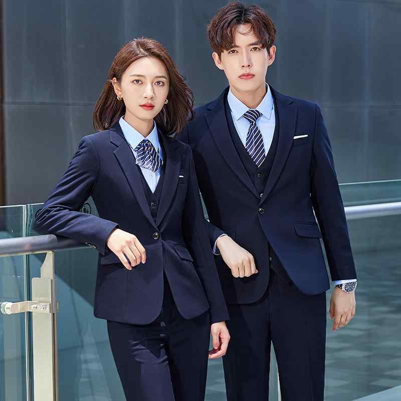 スーツ メンズ 男性用 レディース 女性用 ビジネス フォーマル セットアップ 韓国スタイル スリムフィット 細身 通勤 オフィス 営業 研修 講師 接客 制服 事務服 ユニフォーム 混紡素材｜あじゅり