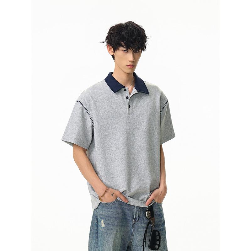 POLOシャツ メンズ 男性 トップス 春夏 薄手 無地 ゆったり ルーズフィット 高級感 スタイリッシュ 大人カジュアル デイリーユース ポリエステル