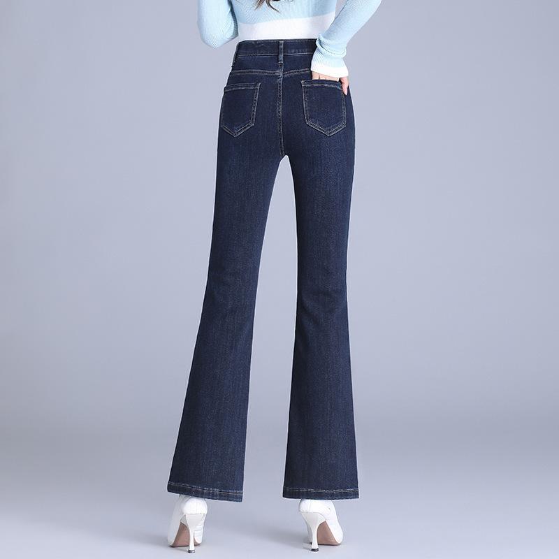 デニムパンツ レディース 女性用 秋冬 ハイウエスト フレア ロング丈 スタイルアップ 細見え 脚長効果 カジュアル 普段使い 着回し 上品 きれいめ｜あじゅり 8,026円