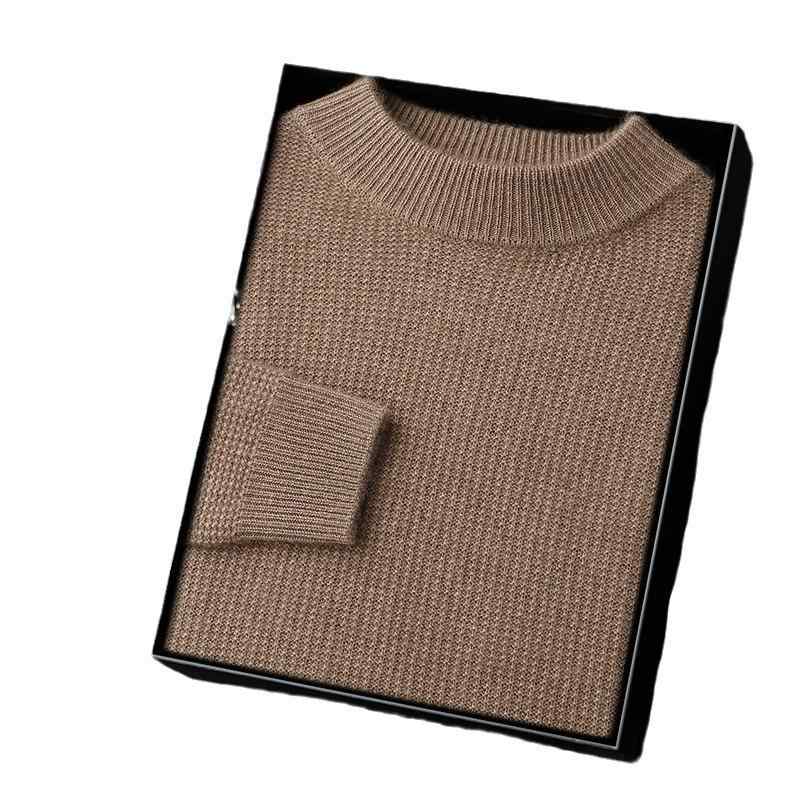 ニット メンズ 男性用 秋冬 カシミヤブレンド プルオーバー ハーフネック 長袖 ゆったり ワッフル編み 厚手 セーター 暖かい 保温 防寒 カジュアル トップス