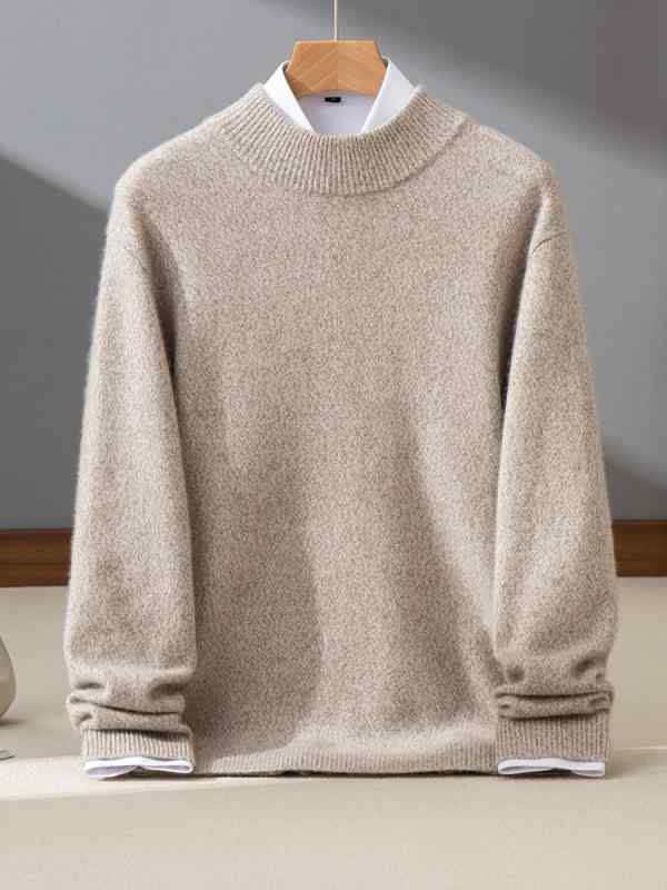 セーター メンズ 男性用 秋冬 カシミヤ ウール混 ニット プルオーバー 長袖 クルーネック 丸首 薄手 ゆったり ベーシック 定番 カジュアル インナー 無地 普段使い 暖かい