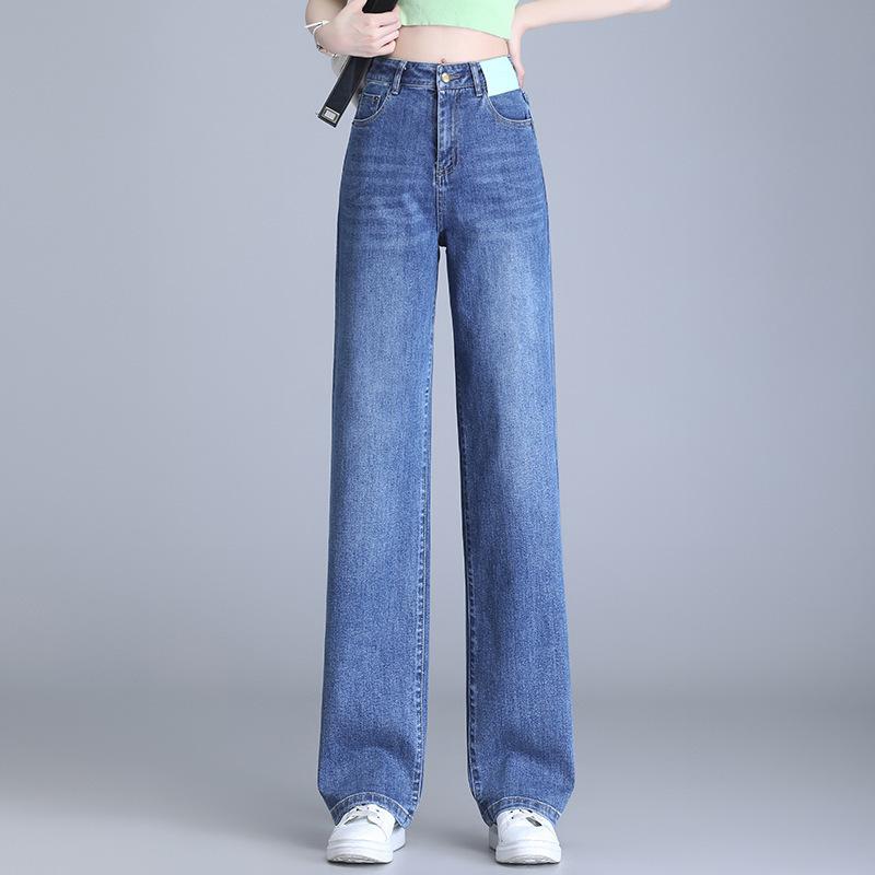 デニムパンツ レディース 女性用 ハイウエスト ワイドパンツ ガウチョパンツ ゆったり ルーズ コットン 綿 伸縮性 脚長効果 着痩せ効果 高級感 上質 カジュアル 普段使い 通勤スタイル|あじゅり