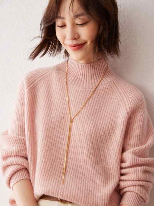 ニット レディース 女性用 秋冬 厚手 ハイネック ボトルネック 純カシミヤ プルオーバー ゆったり ルーズフィット ビッグシルエット 無地 エレガント 普段使い 通勤 オフィスカジュアル トップス セーター インナー