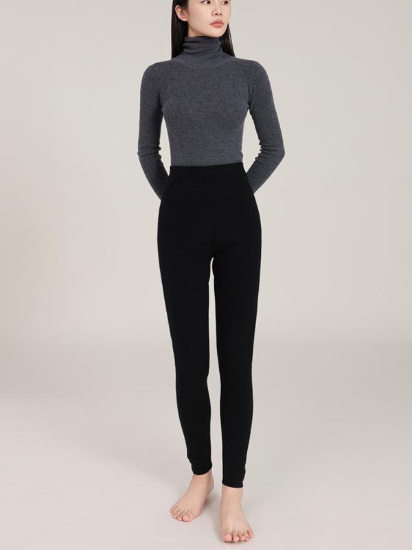 レギンス レディース 女性用 秋冬 カシミヤ ニット 無地 厚手 保温 カジュアル 普段使い ベーシック 着回し ゆったり スパッツ ブラック グレー ベージュ 高伸縮|あじゅり