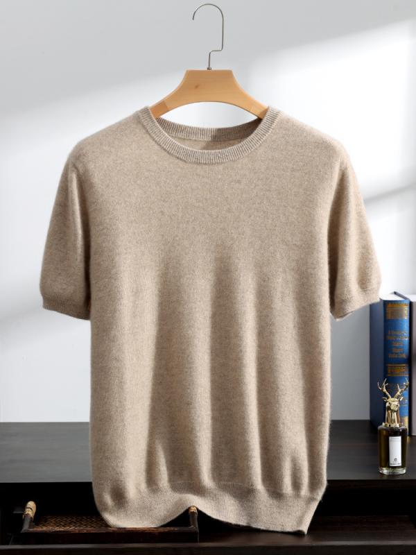 ニット メンズ 男性用 カシミヤ 半袖 クルーネック 丸首 プルオーバー 高品質 ウール 秋冬 ビジネス 紳士 防シワ イージーケア トップス インナー