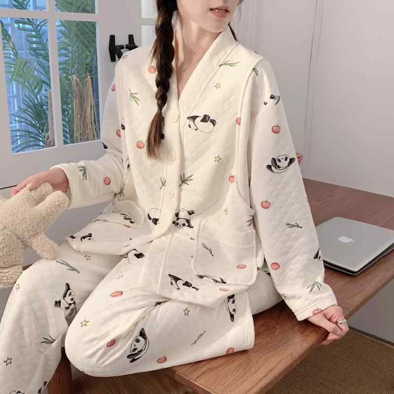 パジャマ 妊婦 産後ママ マタニティ 授乳服 産褥服 入院着 中綿入り 保温性 吸汗速乾 通気性 セットアップ 長袖 長ズボン ルームウェア 再生繊維 ポリエステル