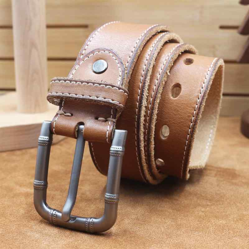 ベルト メンズ 男性用 革ベルト レザーベルト レトロ ステッチ ウォッシュド加工 デニムスタイル 本革 牛革 ピンバックル カジュアル ビジネス 普段使い ブラック コーヒーブラウン カーキ レッドブラウン