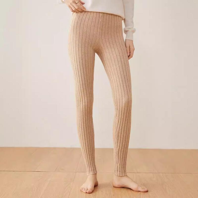 レギンス レディース 女性用 秋冬 100%カシミヤ リブ編み スリムフィット 細身 保温 あったか 伸縮性 スパッツ ロングパンツ カジュアル 大きいサイズ対応|あじゅり