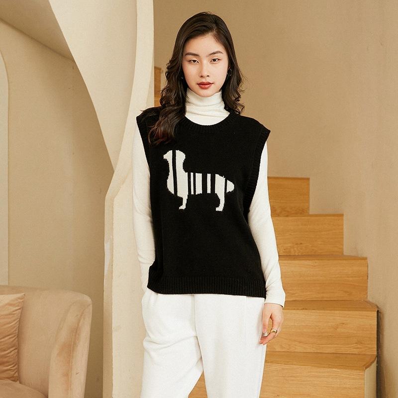大特価!!ベスト レディース カシミヤ ニット ジレ ラウンドネック