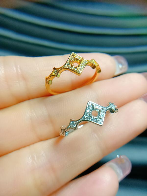 リング レディース 女性用 S925 シルバー 指輪 空枠 石なし ラウンド 3mm スターデザイン プラチナカラー ゴールドカラー オープン フリーサイズ ファッション おしゃれ 通勤 オフィス 普段使い シンプル 上品 大人かわいい