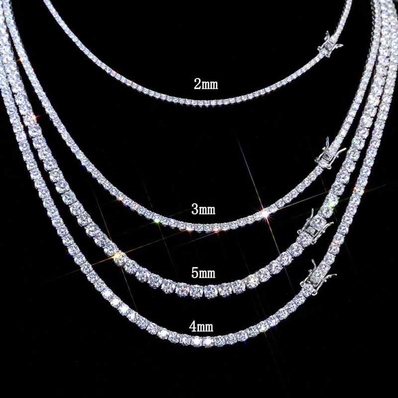 ネックレス メンズ レディース S925純銀 2mm モアサナイト テニスチェーン ヒップホップ ストリート系 欧米風 高級感 アクセサリー ジュエリー 選べるカラー 複数サイズ