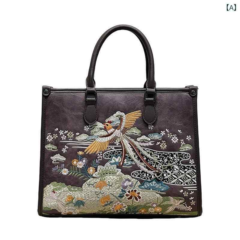 トートバッグ レディース レトロ 中国風 刺・墸 チャイナドレスモチーフ 合皮 フェイクレザー 手提げ 肩かけ 横型 真四角 普段使い走り 春夏 納める十分な量 中仕切り付き添い人 マルチ色合い