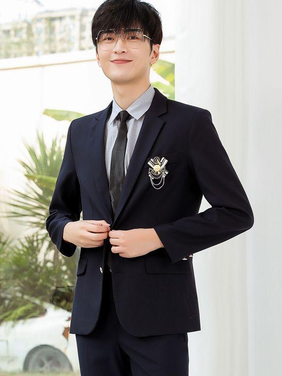 制服 男女兼用 学院風 ブリティッシュスタイル ブレザー ジャケット スラックス パンツ セットアップ 上下セット 中高生 通学 発表会 合唱 団体服 綿混 ポリエステル混紡