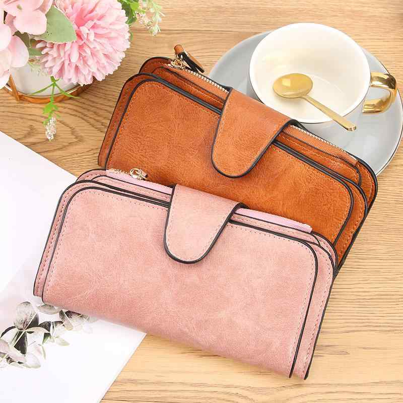 財布 レディース 長財布 女性用 ロングウォレット フラップ スナップボタン 小銭入れ カード入れ スマホ収納 無地 PUレザー 超軽量 耐久性 普段使い 多色展開｜あじゅり