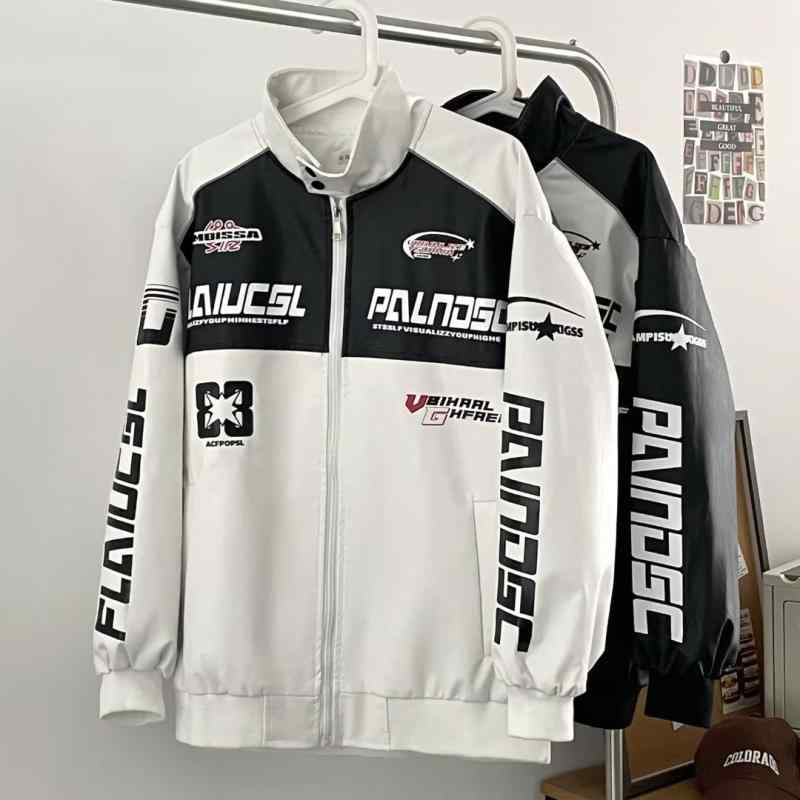 ジャケット 男女兼用 オーバーサイズ ビッグシルエット バイク スタジャン 切り替え 襟付き PUレザー フェイクレザー 中綿 防風 秋冬 ストリート カジュアル