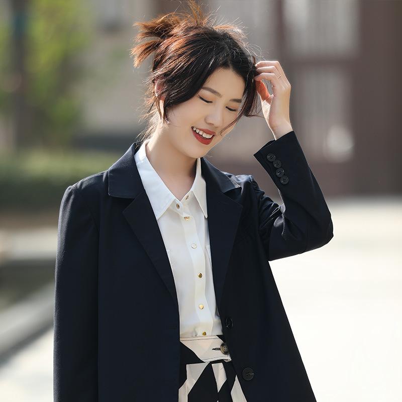 テーラードジャケット レディース 春夏 薄手 一枚仕立て ゆったり 落ち感 ドレープ感 きれいめ カジュアル ビジネス 通勤 オフィス UVカット 長袖 シングルブレスト 二つボタン 羽織り 黒 白 シャンパンカラー