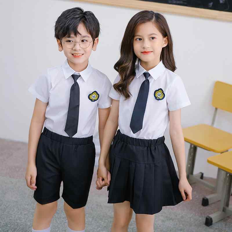 制服 キッズ 子供 男の子 女の子 幼稚園 園児 小学生 卒業記念 卒園式 入学式 発表会 イギリス風 学院風 スクール フォーマル 上下セット シャツ ショートパンツ スカート 黒 グレー 赤 ポリエステル 綿混 春夏秋