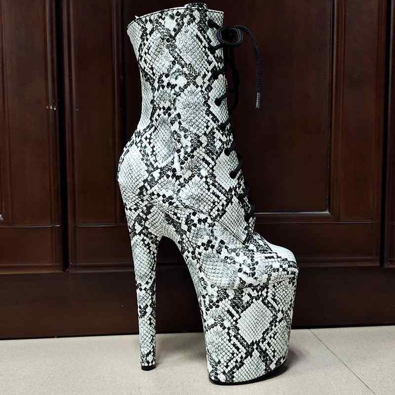 ショートブーツ レディース セクシー 蛇柄 超高20cm スティレット プラットフォームヒール 大きいサイズ ナイトクラブ パーティー ラウンドトゥ PUレザー サイドジップ 脚長効果 ローカット｜あじゅり