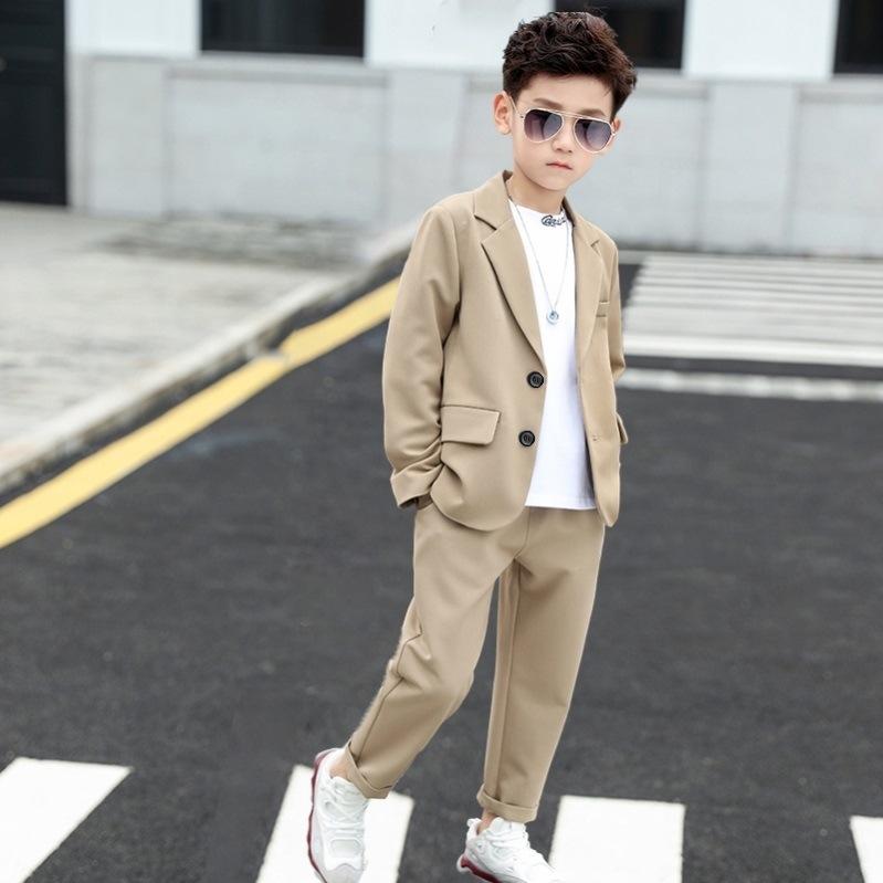 キッズ 男の子 カジュアルパンツセットアップ 韓国風 おしゃれ フォーマル 礼服 結婚式 発表会 七五三 入学式 卒園式 長袖 無地 シングルボタン ポリエステル混紡 春秋