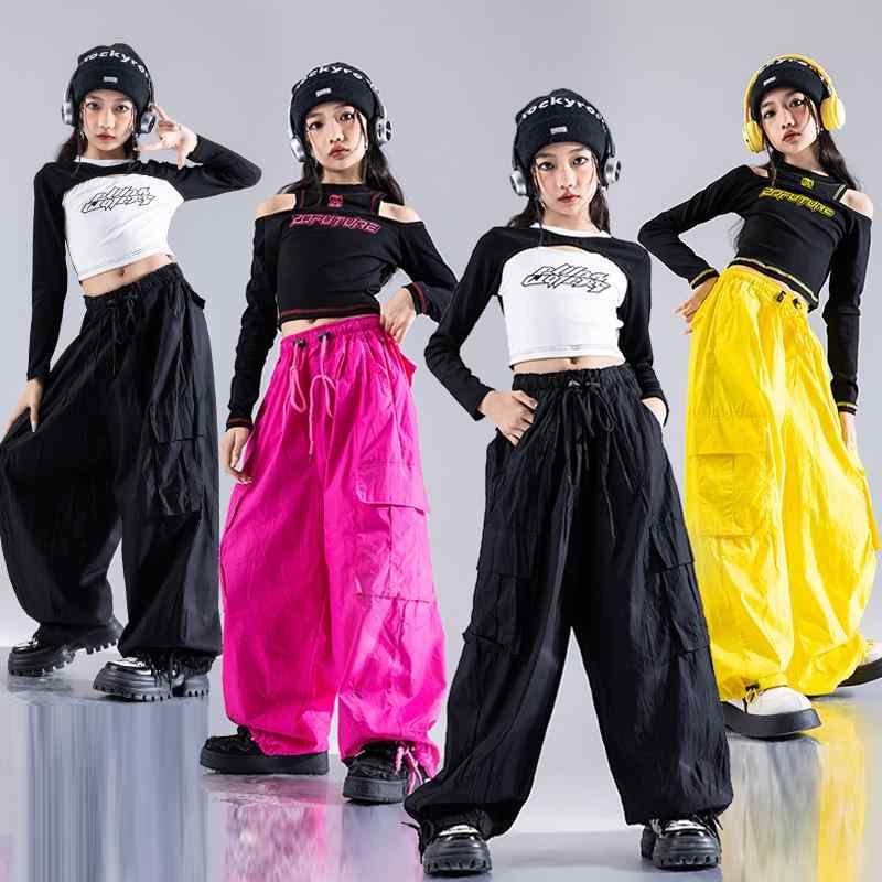 ダンス衣装 女の子 キッズ ガールズ ストリートダンス ジャズ ヒップホップ セットアップ 上下セット 発表会 レッスン着 舞台 クール おしゃれ トレンド アイドル ファッション パフォーマンス