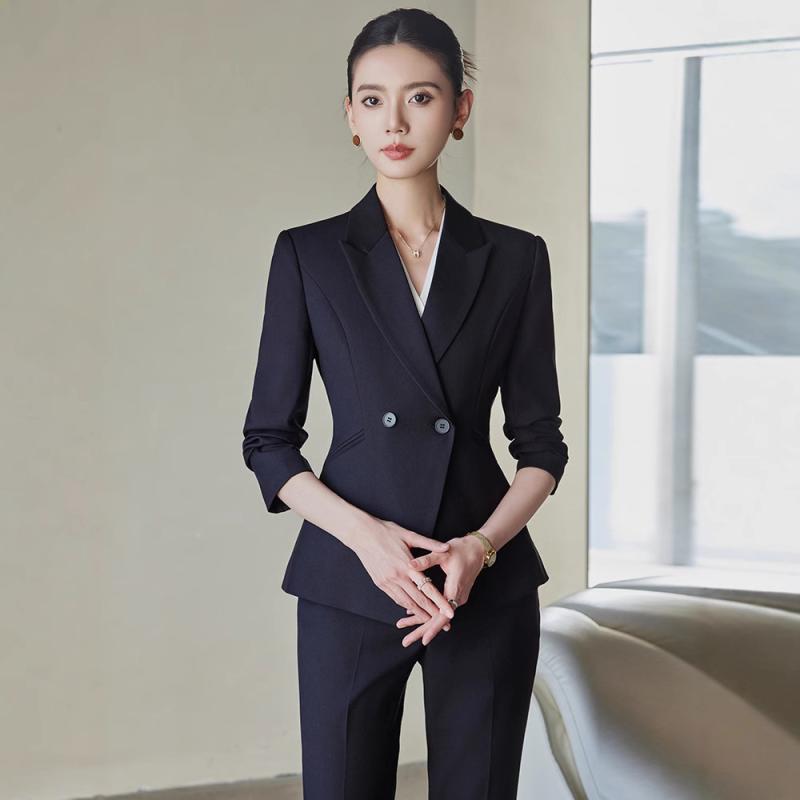 スーツ レディース ブラック セットアップ ジャケット ツーピース 春秋 オフィス ビジネス 通勤 仕事用 事務服 フォーマル 正装 スリムフィット ポリエステル レーヨン