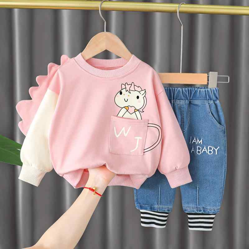 キッズ 男の子 女の子 ベビー キャラクター かわいい 春秋 スウェット トレーナー 長袖 トップス 上下セット セットアップ ロングパンツ コットン 普段着 通園 通学 ピンク イエロー アイボリー