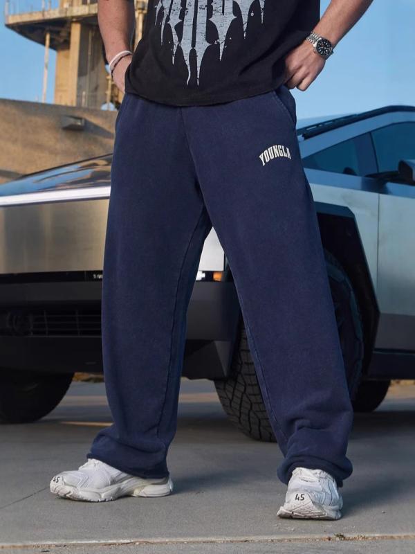 スポーツパンツ メンズ ジョガー スウェット ロング丈 ルーズ ストレートシルエット コットン 春秋 ジム トレーニング フィットネス ランニング ジョギング 部屋着 ルームウェア 普段使い カジュアル 通気性 洗濯可能
