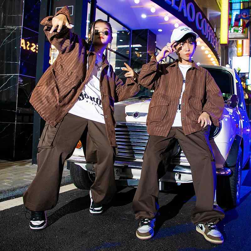 ダンス衣装 キッズ 男の子 女の子 ストリートダンス ヒップホップ 発表会 ステージ衣装 シャツ セットアップ 綿 コットン 秋冬 おしゃれ カジュアル