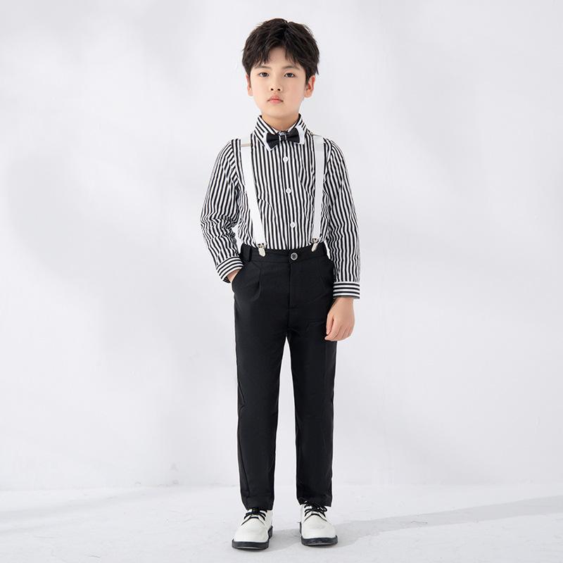 セットアップ 男の子 キッズ サロペット オーバーオール ストライプシャツ 英国風 ブリティッシュ 春秋 発表会 結婚式 卒業式 入学式 セレモニー フォーマル 衣装 礼服 綿混 コットンブレンド