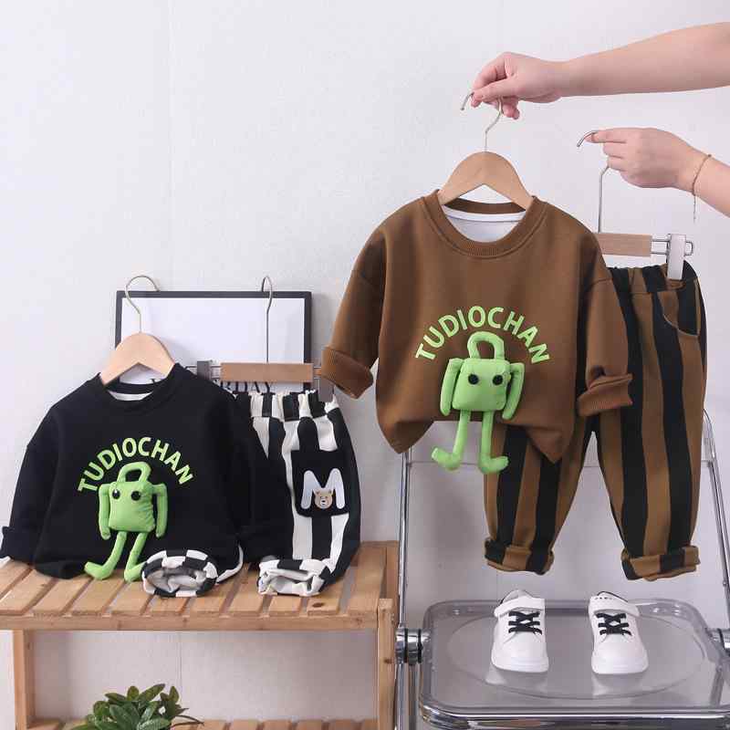 子供服 ベビー 男の子 キャラクター プリント 長袖 トレーナー ロングパンツ 綿 コットン 柔らかい肌触り セットアップ 春秋冬 普段着 韓国風