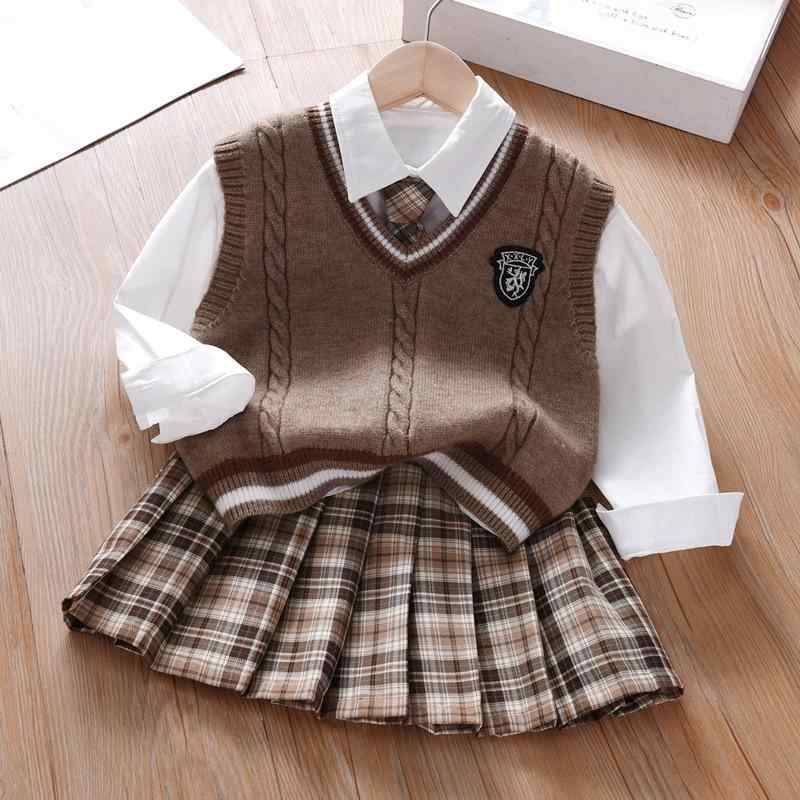 キッズ セットアップ 男の子 女の子 ジュニア 小学生 スクール風 学生服 フォーマル ベスト シャツ ネクタイ スカート 4点セット 綿素材 入学式 卒業式 通学 発表会 秋冬 かわいい おしゃれ