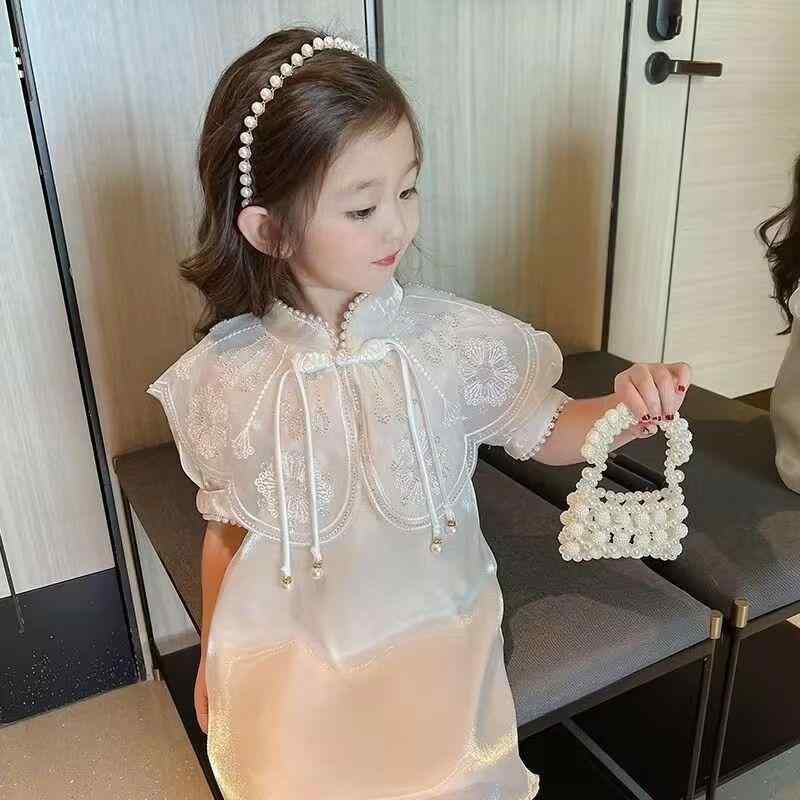 漢服 女の子 キッズ ジュニア レトロ中華風 かわいい 民族衣装 新中式 馬面スカート トップス 2点セット コットン 春夏 発表会 普段着 お出かけ