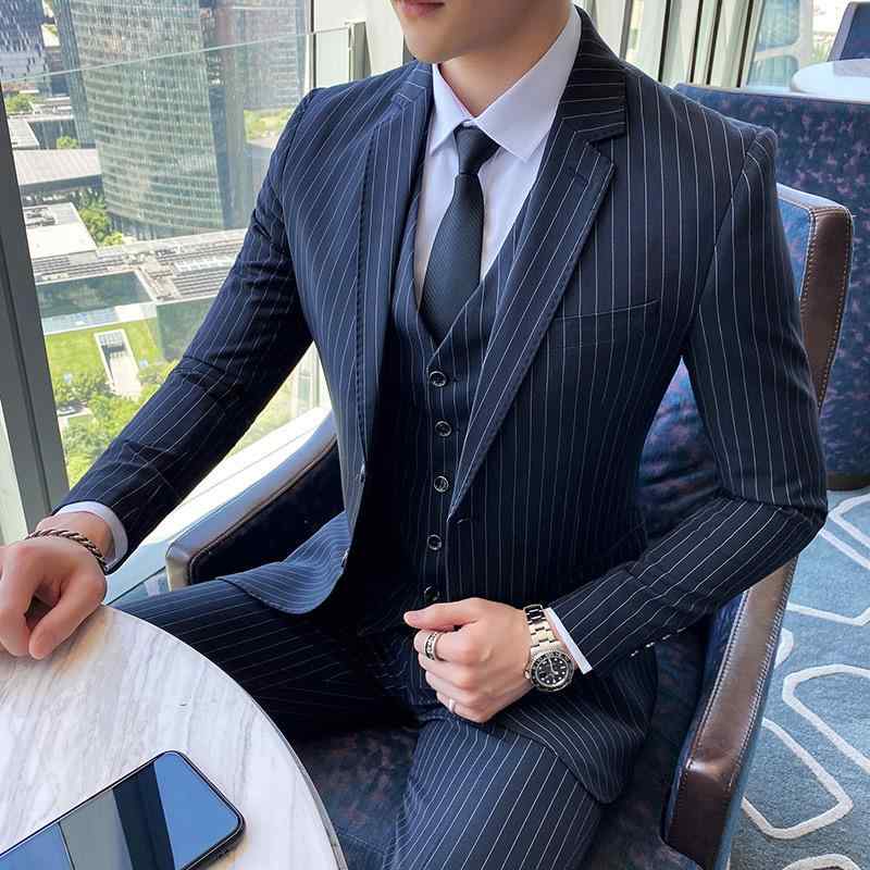 背広 メンズ スリー天下太平 縞模様 韓国風 セットアップ 商行為 フォーマル 通い 執務室 御芽出度 寄りあい 雅びやか ゆったり 伸縮性