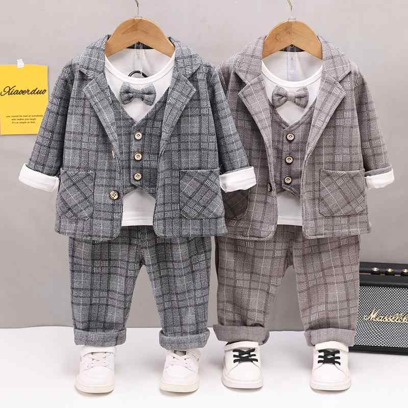 男の子 フォーマルスーツ ベビー キッズ 春秋冬 スリーピース 3点セット おしゃれ かっこいい イギリス風 礼服 チェック柄 綿素材 セットアップ