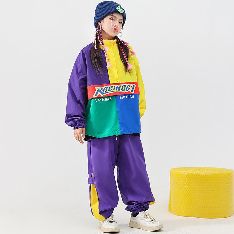 ダンスウェア キッズ 男の子 女の子 ヒップホップ ストリート系 上下セット ポリエステル素材 秋冬 発表会 イベント ステージ衣装 練習着