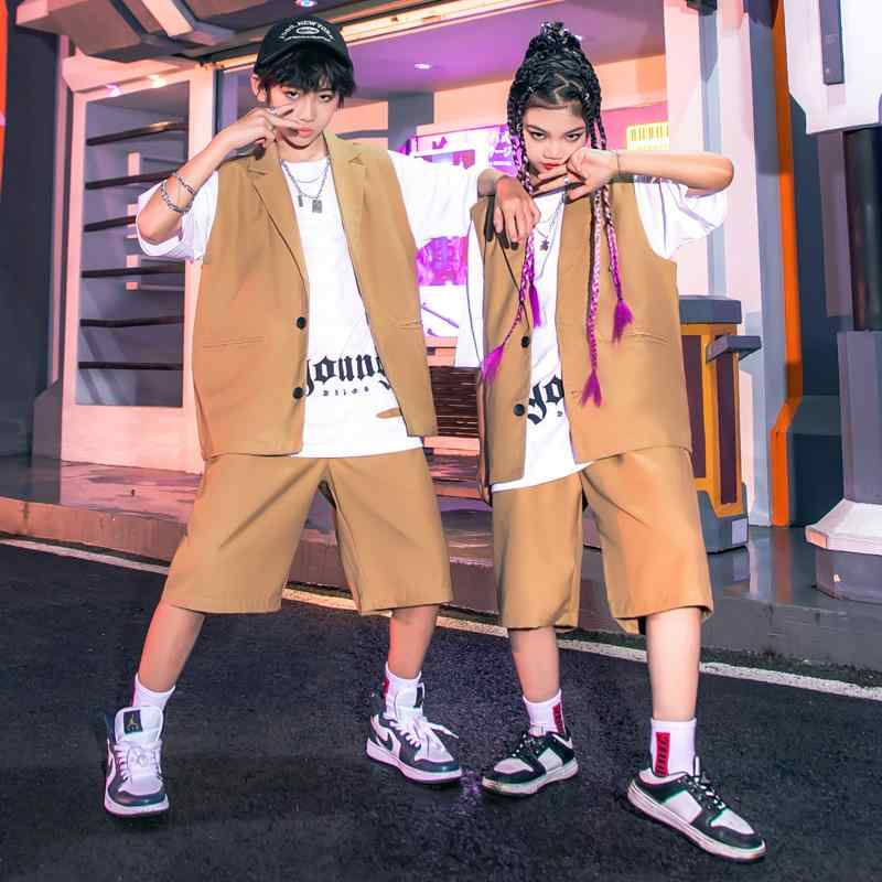 ダンス衣装 キッズ ジャズダンス ストリートダンス ヒップホップ 男女兼用 発表会 イベント ステージ衣装 パフォーマンス 練習着 スーツ セットアップ かっこいい おしゃれ ポリエステル 柔らかい 夏