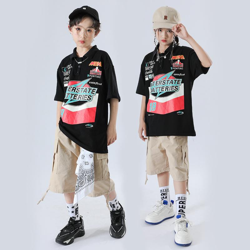 キッズダンス衣装 男の子 女の子 ストリートダンス ヒップホップ ジャズダンス セットアップ 上下セット 発表会 パフォーマンス 練習着 おしゃれ トレンド クール 綿 春夏