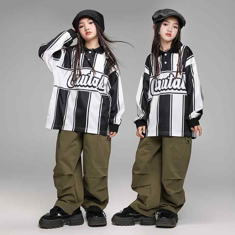 キッズ ダンス衣装 男の子 女の子 ストリート ヒップホップ セットアップ 長袖 トップス カーゴパンツ ゆったり ルーズ おしゃれ かっこいい 発表会 ステージ 練習着