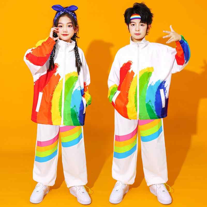 ダンス衣装 キッズ 子供 チアリーディング チアダンス 発表会衣装 パフォーマンスウェア 小学生 運動会 クラスユニフォーム チームウェア ストリートダンス ヒップホップ セットアップ 上下セット 中国風 チャイナ風 ポリエステル 柔らかい 春秋