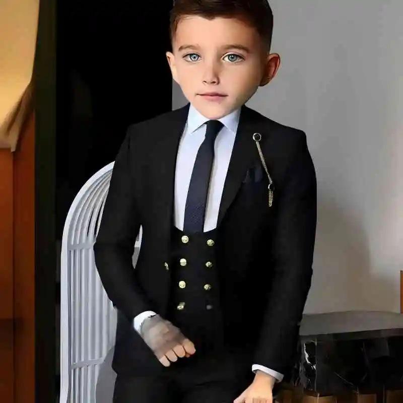 スーツ 男の子 キッズ スリーピース セットアップ ジャケット ベスト スラックス 誕生日 発表会 結婚式 フォーマル 舞台 司会 演出 セレモニー ポリエステル｜あじゅり