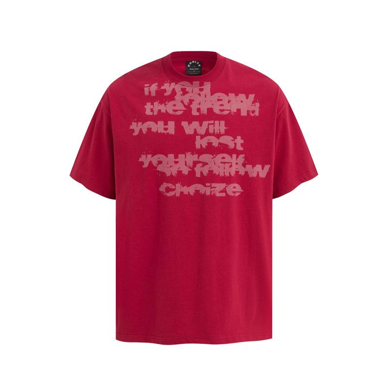 Tシャツ メンズ アメリカンストリート レトロ 重ね着風 アルファベット プリント 半袖 ヒップホップ ビッグシルエット トレンド 夏用 綿 コットン トップス