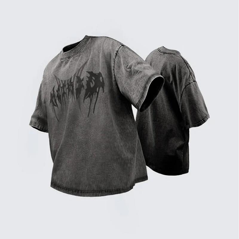 Tシャツ メンズ 男性用 オーバーサイズ ビッグシルエット 半袖 クルーネック 丸首 コットン 綿100% アルファベット柄 ロゴ ストリートファッション トレンド カジュアル 学生 若者向け 春夏 薄手 通気性
