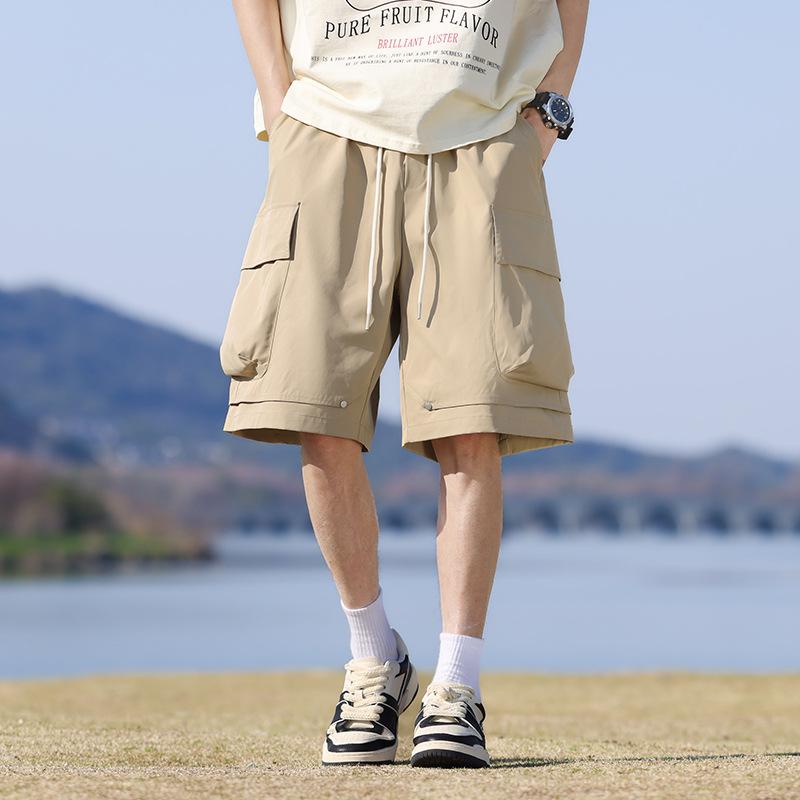 ハーフパンツ メンズ カーゴパンツ カジュアルパンツ 夏 薄手 トレンド ゆったり ストレート ワイドレッグ 接触冷感 ポリエステル 微ストレッチ 韓国ファッション 普段使い ブラック カーキ グレー 4,762円
