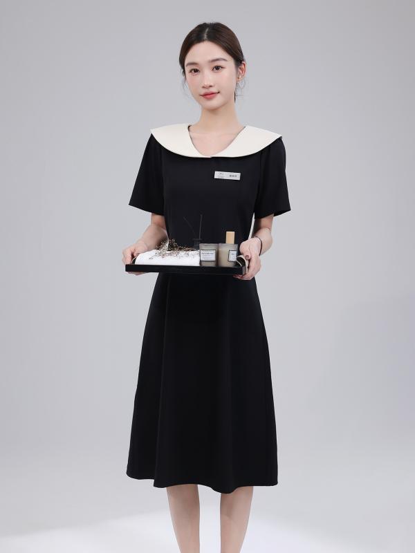 衣装 レディース 春夏 黒いこと 半袖 乗り組み員色合い 美容赤ちょうちんユニフォーム フレンチ表現スタイル 窈窕たる 窈窕たる A生産ライン 太陽面爆発 ポリエステル原料品 立体切り抜く