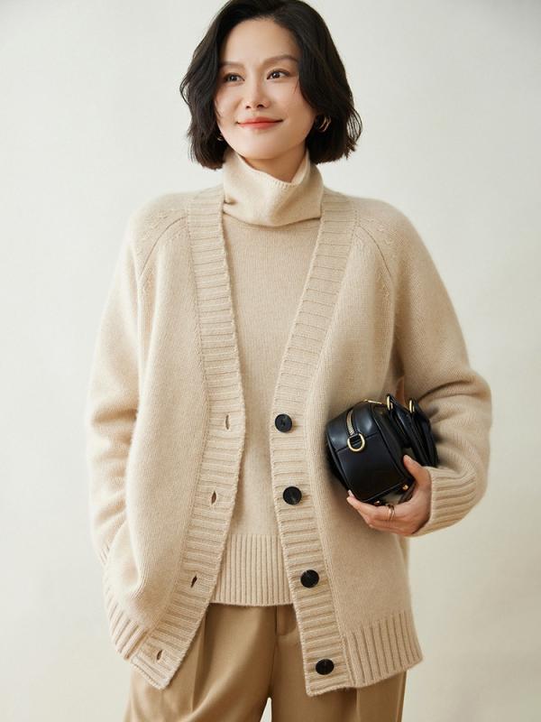 ニットカーディガン レディース カシミヤ Vネック 長袖 ゆったり ルーズ ゆるふわシルエット 柔らか 肌触り 着回し 韓国風 きれいめ オフィス カジュアル 厚手 秋冬