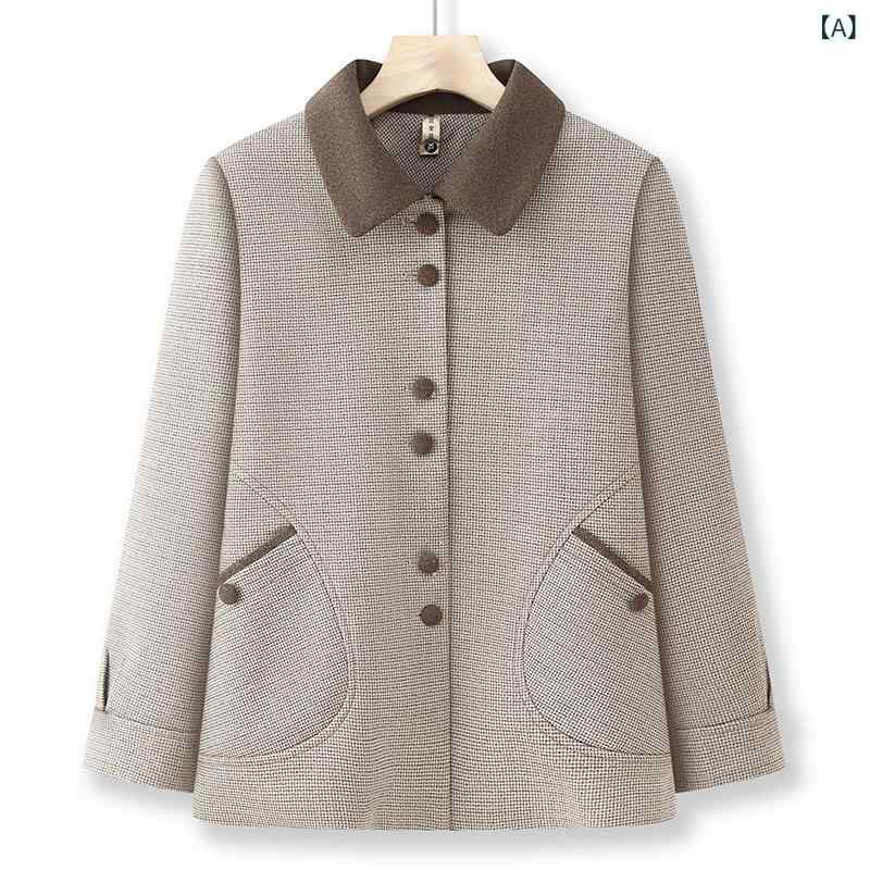 ジャケット アウター レディース ミセス シニア 女性用 春夏 ゆったり テーラードカラー 体型カバー 上品 きれいめ 軽やか お出かけ用 ポリエステル カーキ ライトグレー ミドル丈