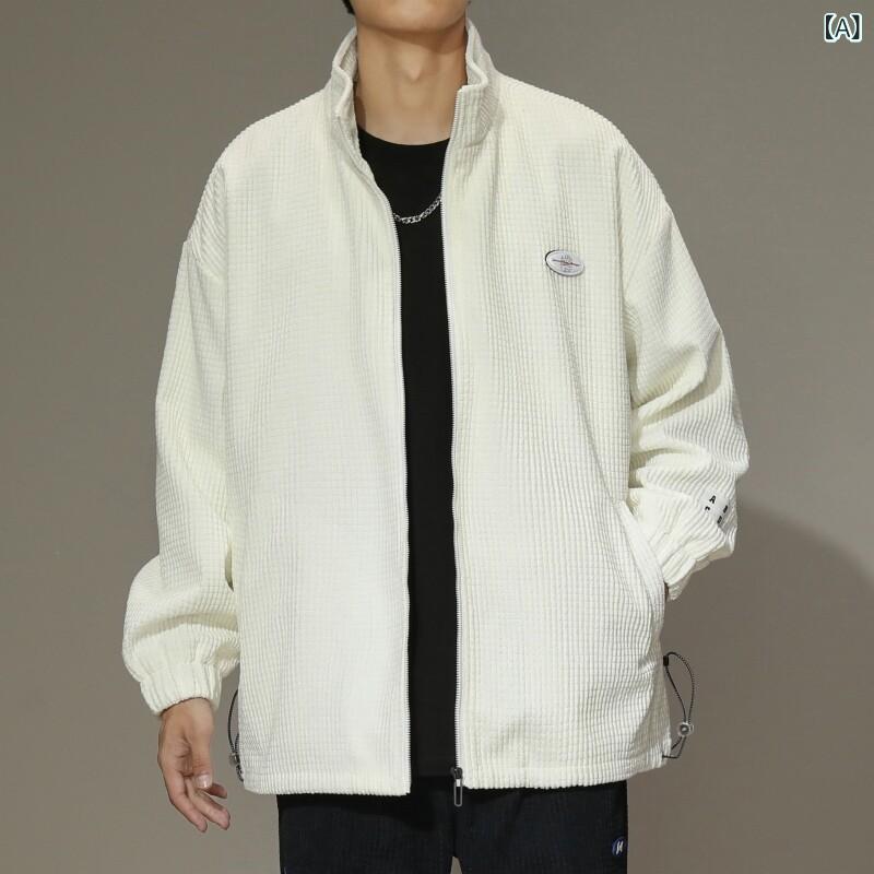 ジャケット メンズ 若者向け ファッション カジュアル 普段使い 通勤 アウター 春秋 ファスナー 無地 長袖 ポリエステル サイドポケット 都会的 4,908円